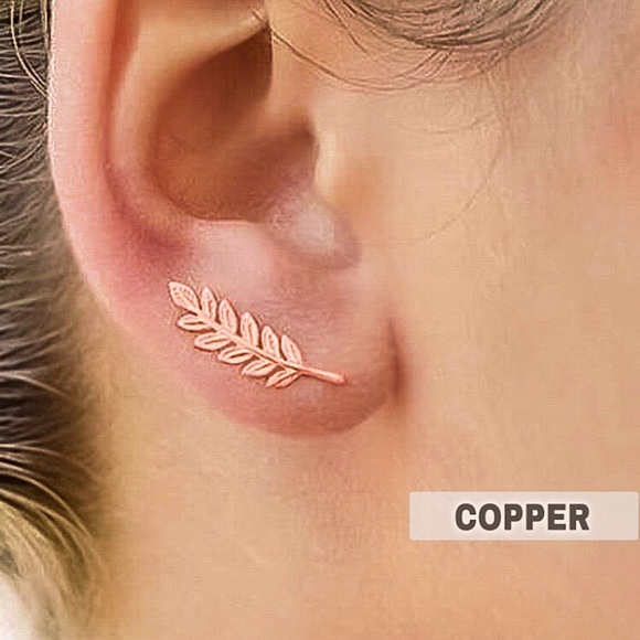 🔵𝟲𝟱%𝗢𝗙𝗙 𝗯𝘂𝗻𝗱𝗹𝗲𝘀 𝟯+🔵 NEW Rose Gold Leaf Climber Earrings - Picture 1 of 11